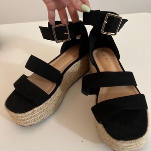 Black Platform Sandals - Size 7